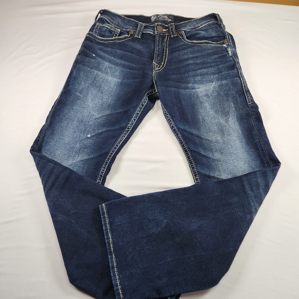 Silver Jeans Co Zac Flap Jeans Mens 30x30 Blue Straight Denim Contrast Stitch
